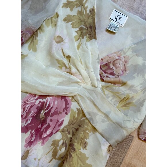 Y2K ICE Floral Silk Fairy Blouse Top By Ice S - Picture 2 of 6